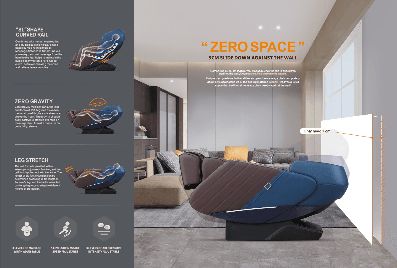 iRest SL-A321 3D Premium Massage Chair with SL Curved Rail, Zero Gravity Recline, Calf Telescopic Stretch & Bluetooth Thumbnail 5