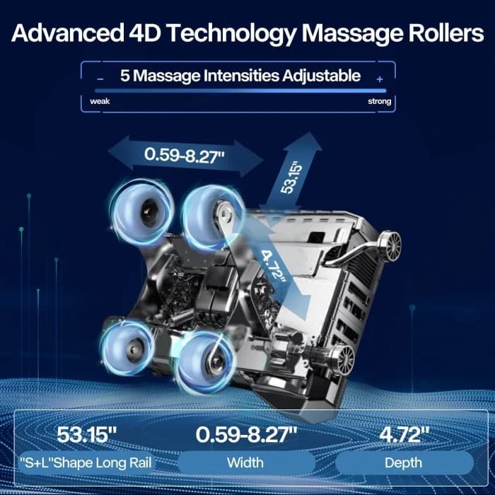 A-710-2 Classic Premium 4D Zero Gravity AI Massage Chair with 135cm S+L Track, Graphene Shawl Heating, TFT Screen & Calf Kneading Thumbnail 7