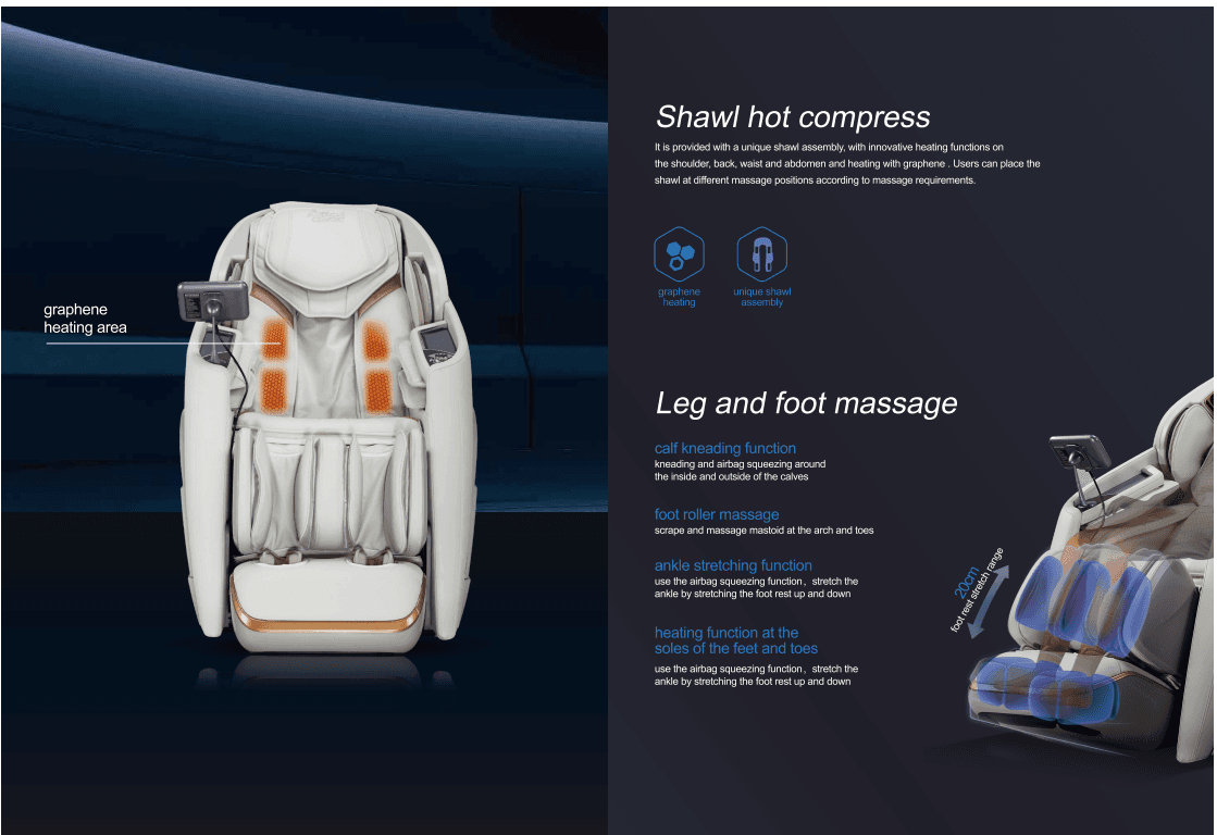 AM-999 Luxury Premium Massage Chair with 135cm S+L Track, 74 Airbags, 23 Automatic Programs & Graphene Heating Thumbnail 7